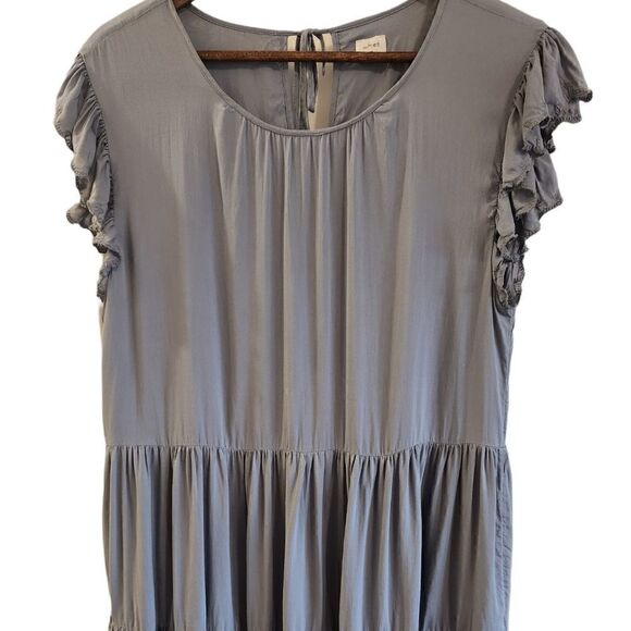 Wilfred aritzia blue ruffled babydoll tiered dress size medium - Picture 1 of 8